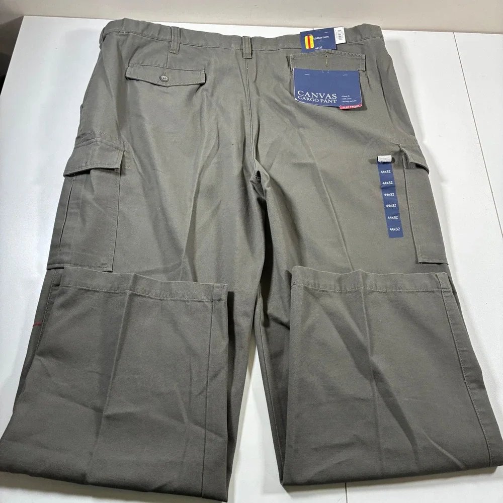 NEW Croft & Barrow Cargo Pants 44x32 Green Canvas Classic Fit Flat Front